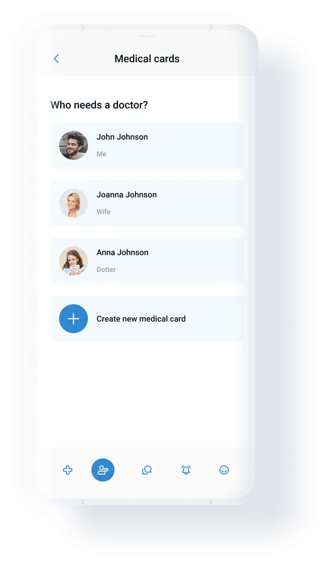 Medical cards — one per family member
