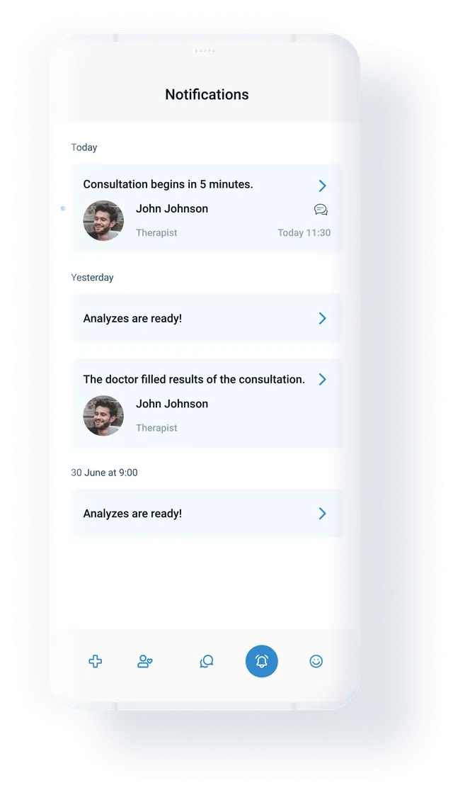 Notifications — the visit starts in five minutes