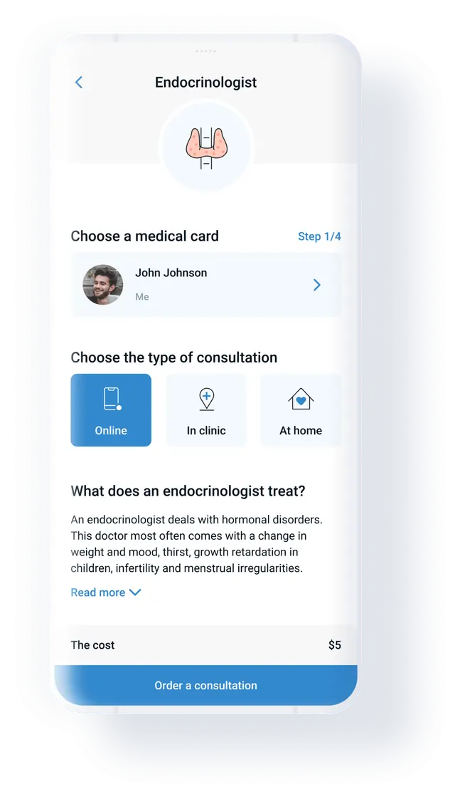 Specialist — consultation type, what they treat, the price