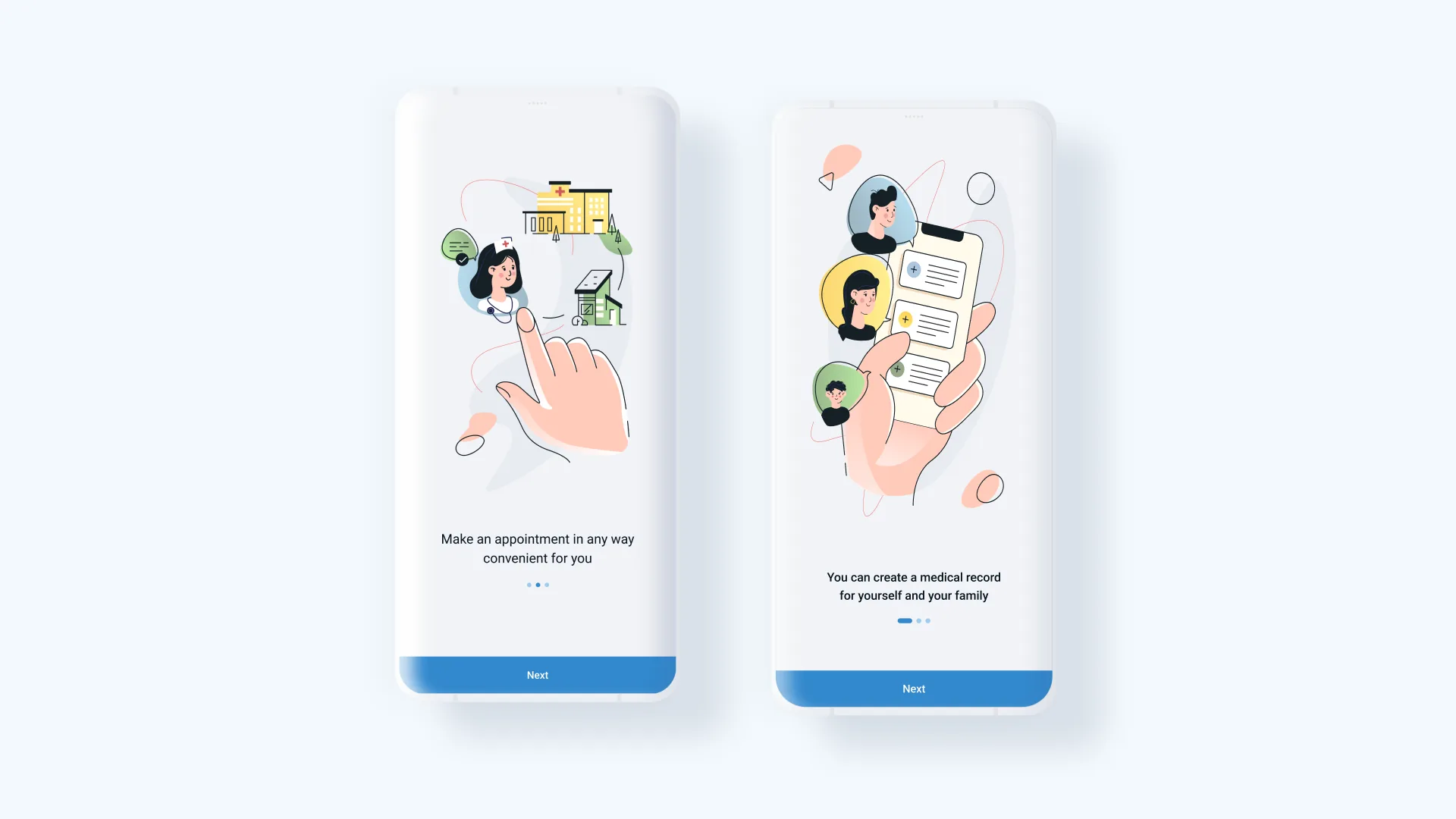 DobroDoc+ — onboarding screens